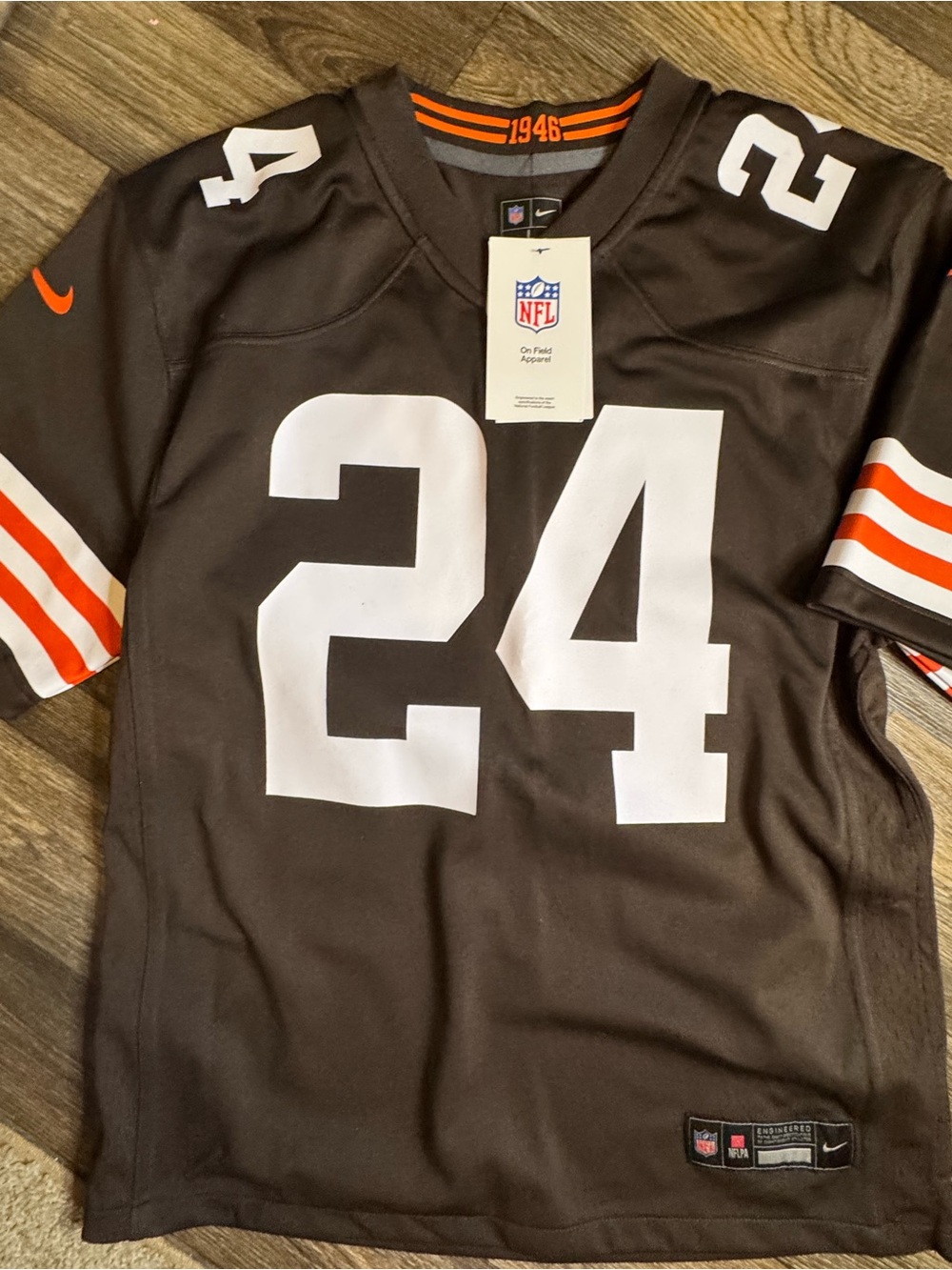 Nike Brown Football Jersey with White #24 Chubb
